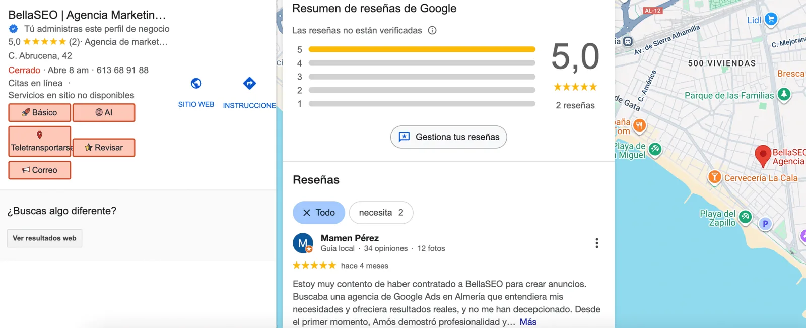 Reseñas de GBP del negocio
