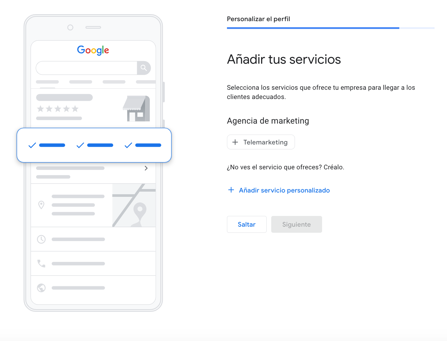 Servicios de tu empresa para la ficha de Google Business Porfile