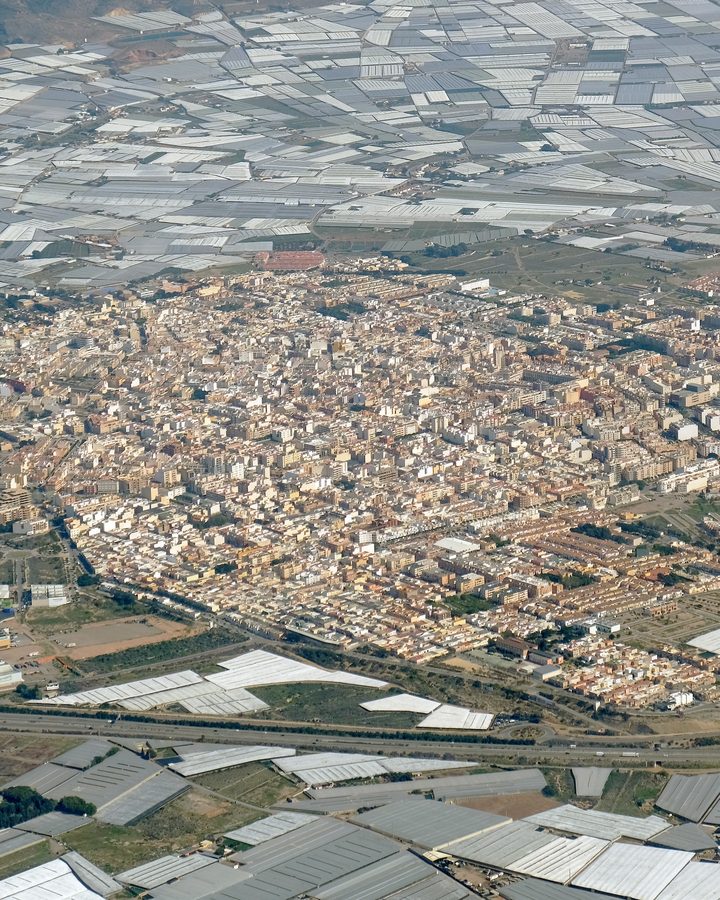 Vista aérea de los invernaderos de El Ejido