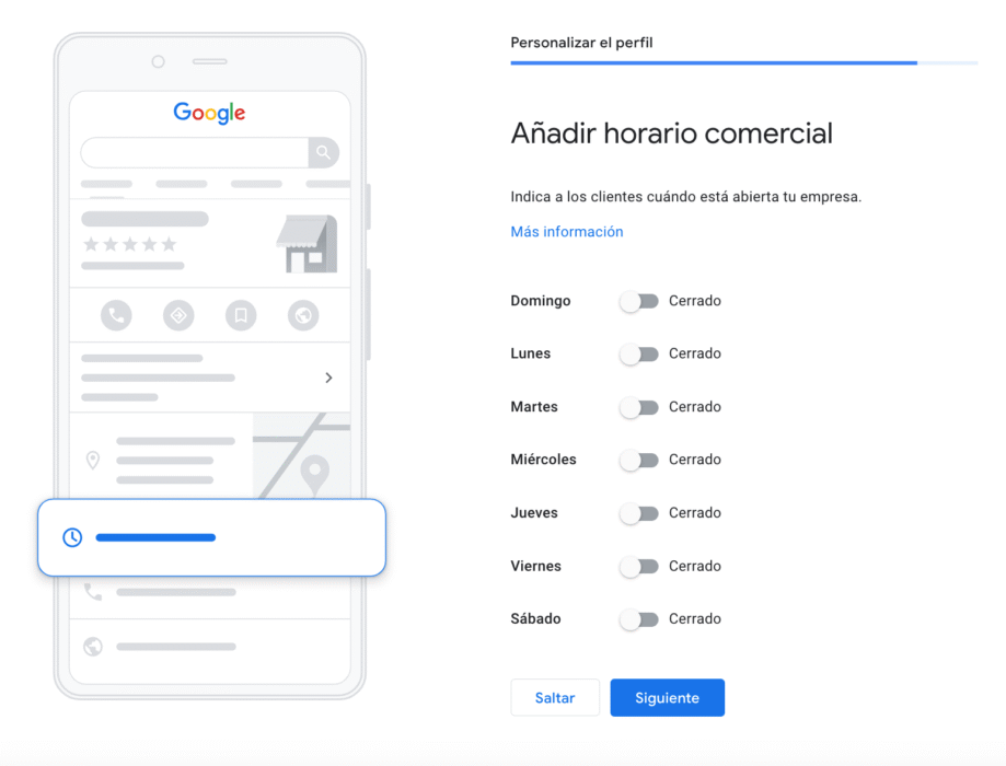 Horarios de tu emresa ara la ficha de Google business profile