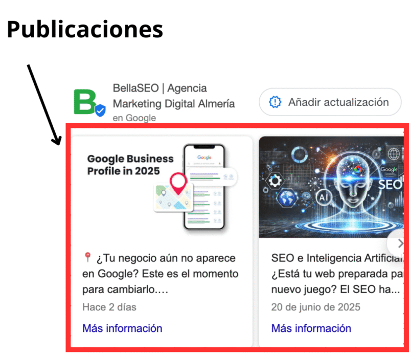 Publicaciones en Google Business profile