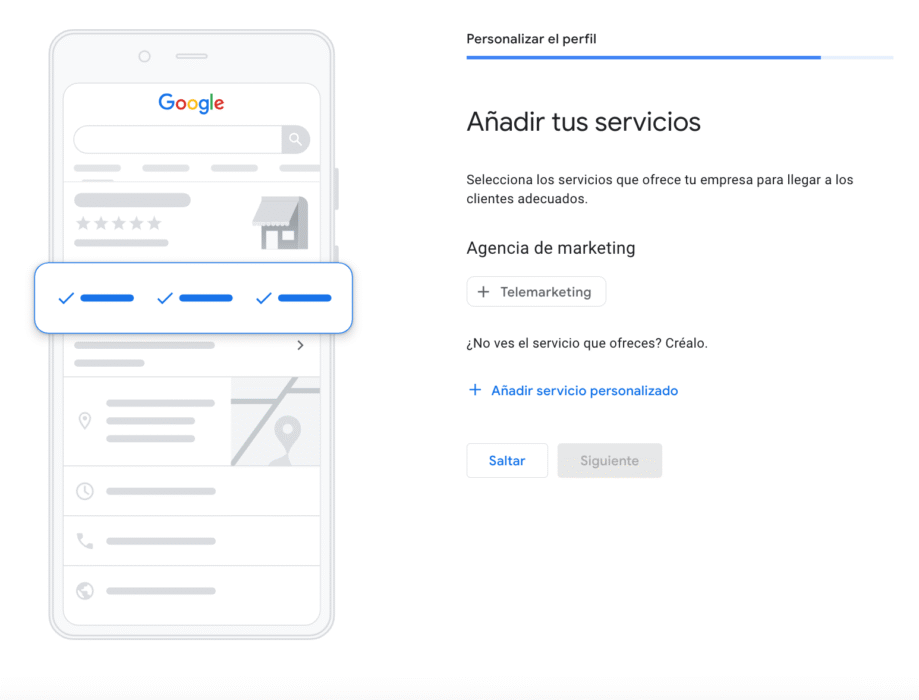 Servicios de tu empresa para la ficha de Google Business Porfile